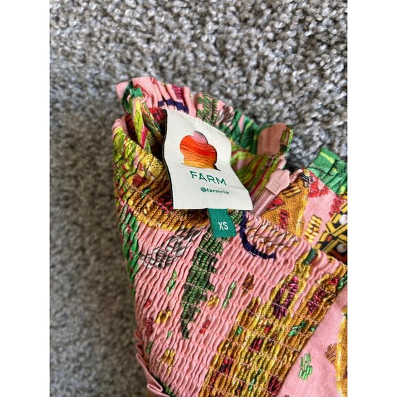 Farm Rio Womens Sz XS Smocked Jumpsuit Tropical Fruit Design /Pockets - Picture 12 of 13